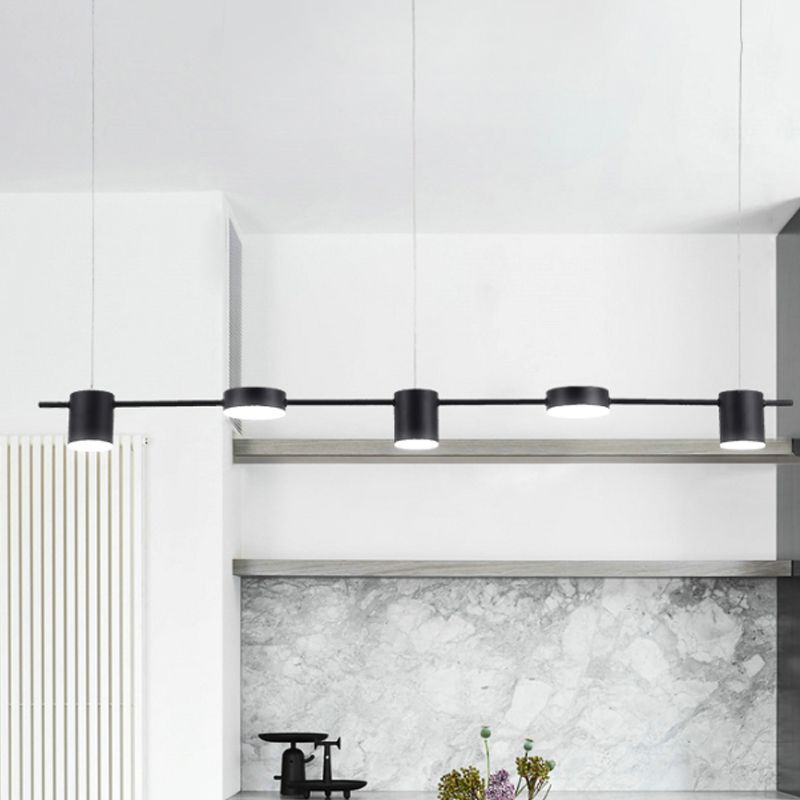 Lineaire metalen kroonluchter licht Modern 3/5 kopjes zwart/goudhangende lamp met roteerbare tint, warm/wit licht