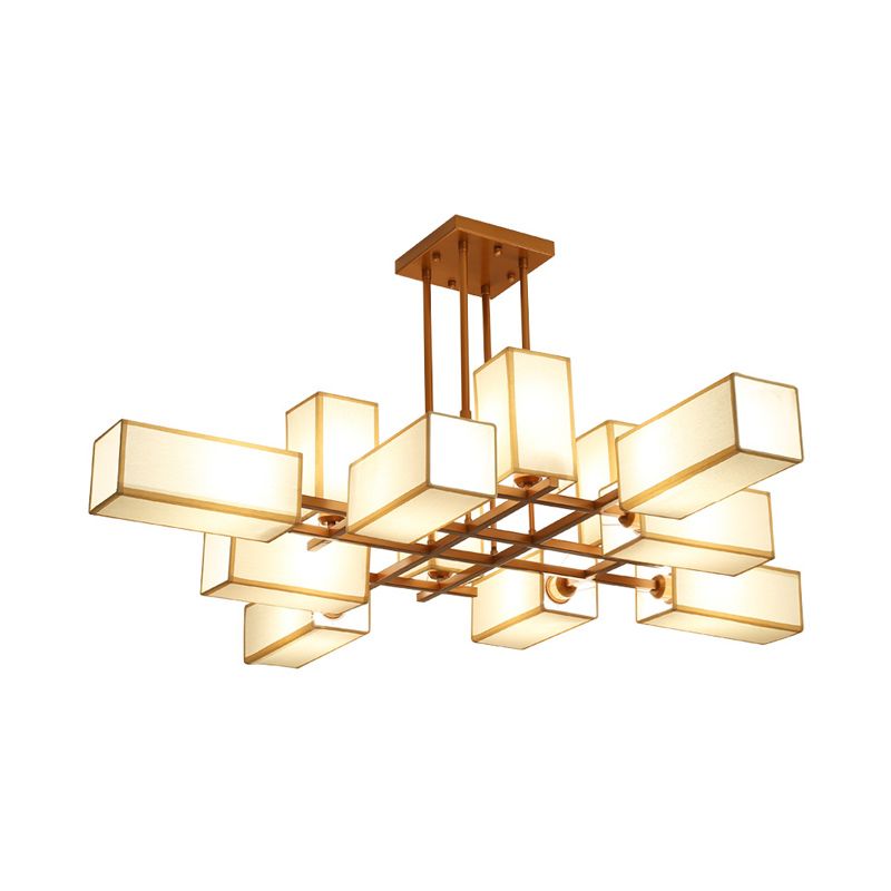 Traditional Rectangle Semi Flush Mount 8/10/12 Lights Metallic Ceiling Lighting in Black/Brass