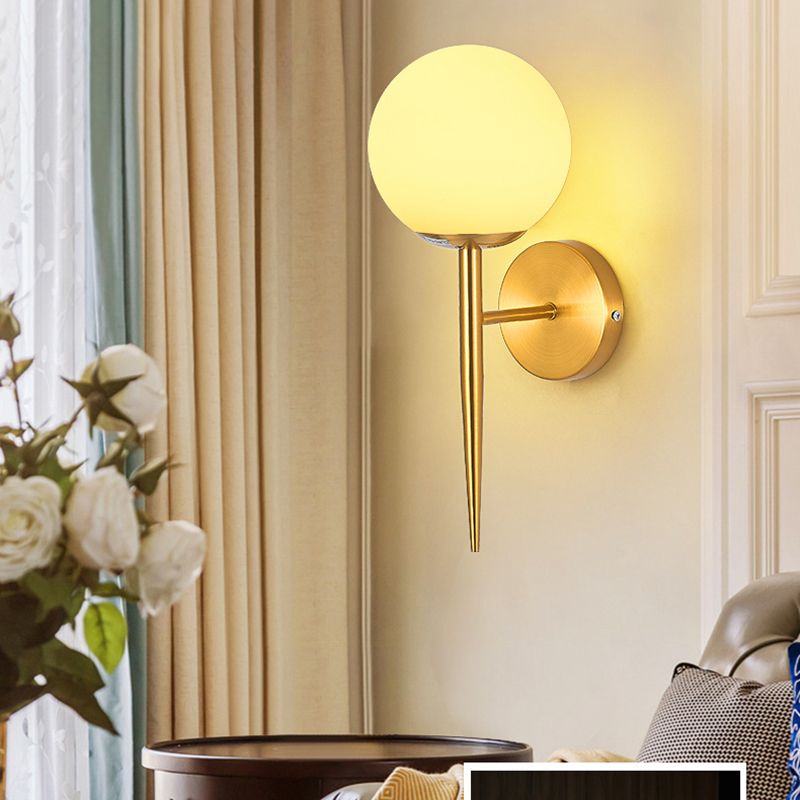 Modernism Wall Sconce Spherical Glass Wall Light Fixture in Gold for Bedroom
