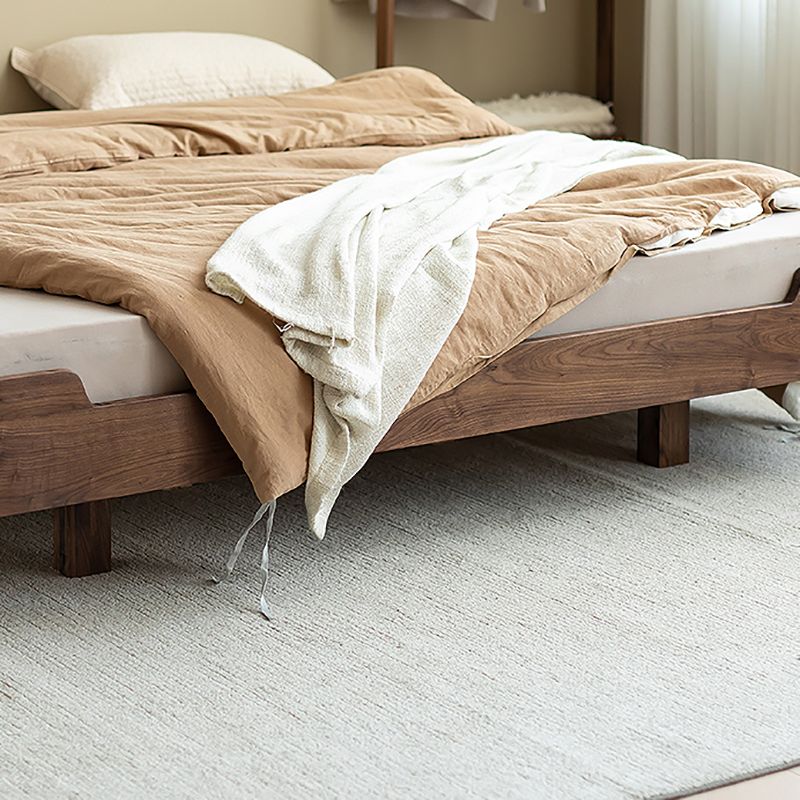 Natural Solid Wood Panel Bed Brown Contemporary Standard Bed