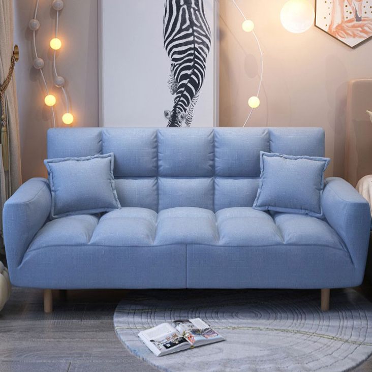 Linen Contemporary Square Arm Adjustable Sofa Convertible Sofa for Living Room