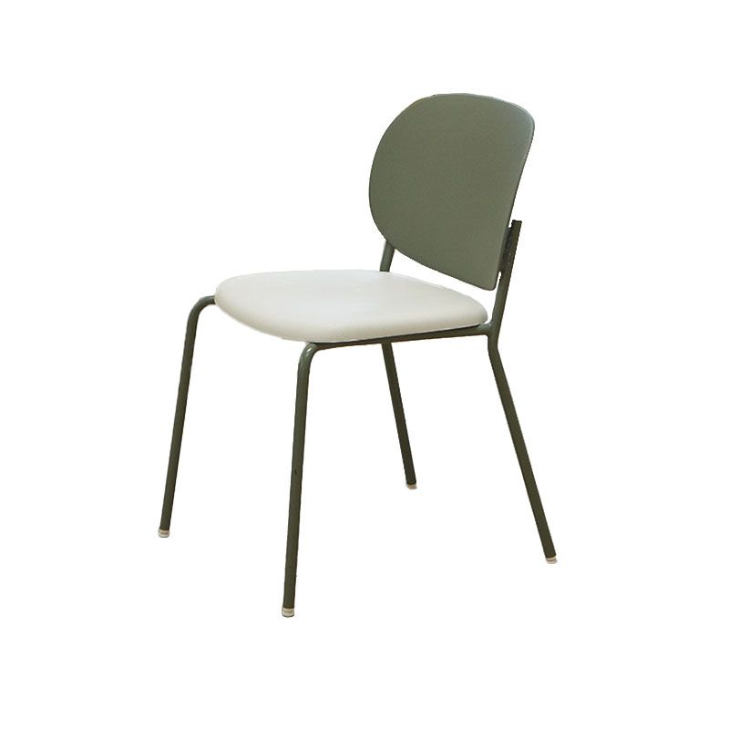 Modern Upholstered Armless Chair Plastic Dining Chair with Metal Base for Restaurant