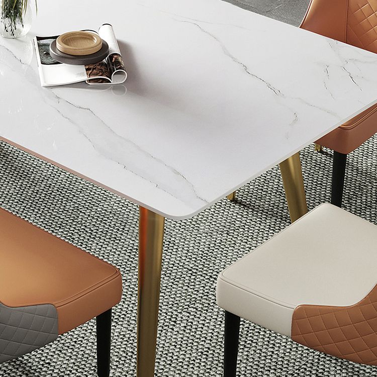 Metal Contemporary Rectangular Dining Table Sintered Stone Dining Table with Trestle Base