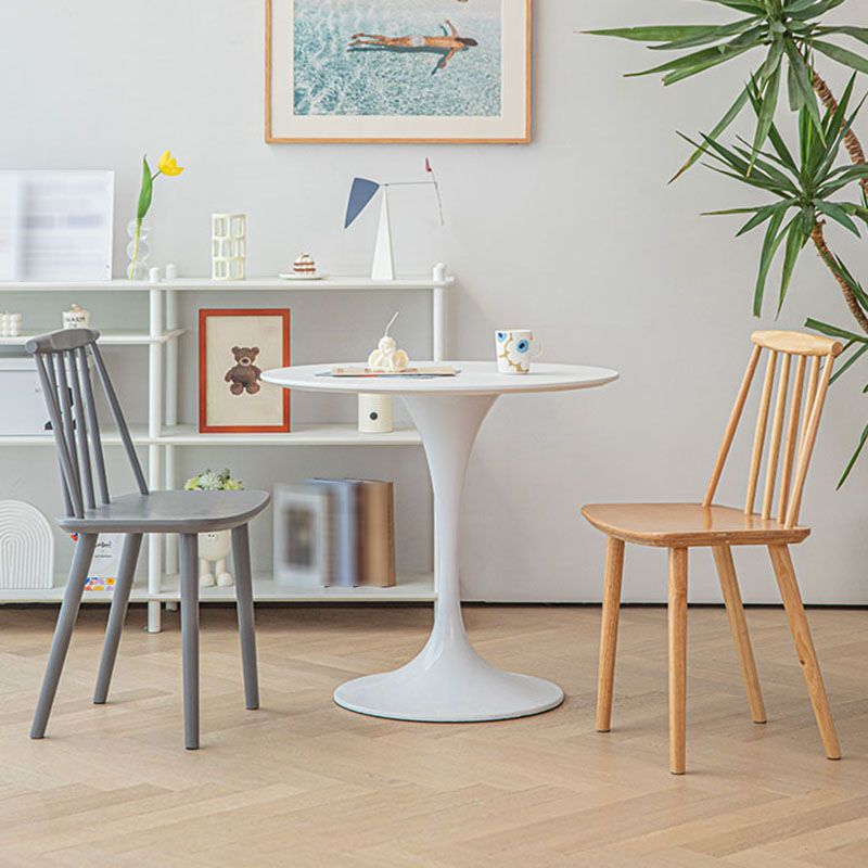 Silla de comedor contemporánea de madera maciza con respaldo de listones para cocina