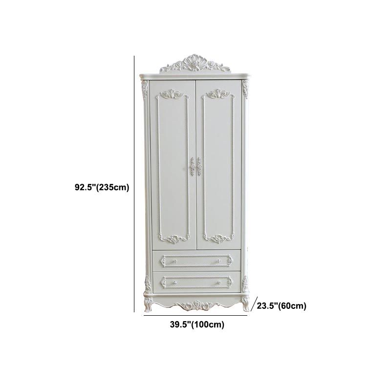 French Country Wardrobe White Colour Solid Wood Wardrobe Closet with Drawers