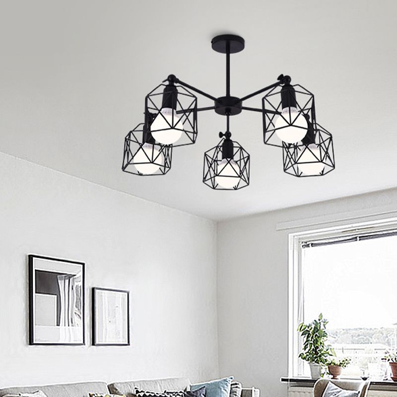 Nordic Style Ceiling Light Iron Frame Shape Adjustable Ceiling Lamp for Bedroom