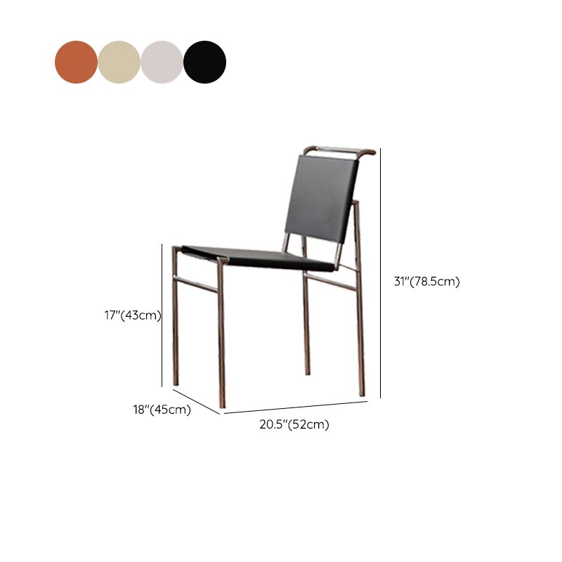Modern Style Side Chair Faux Leather Open Back Dining Chair for Home