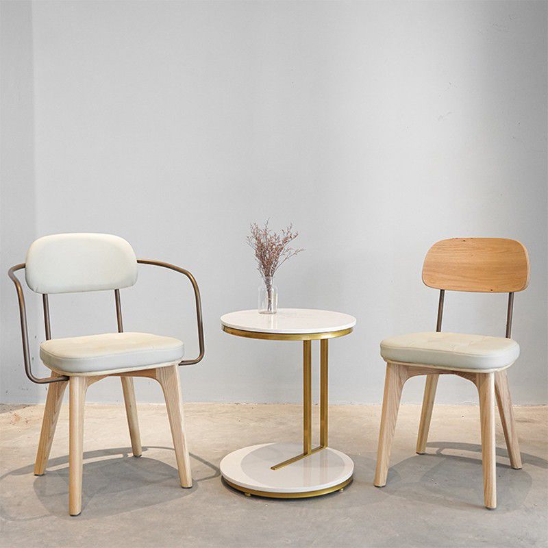 Silla de comedor tradicional de madera, cafetería, silla lateral de comedor sin brazos con respaldo abierto (juego de 2)