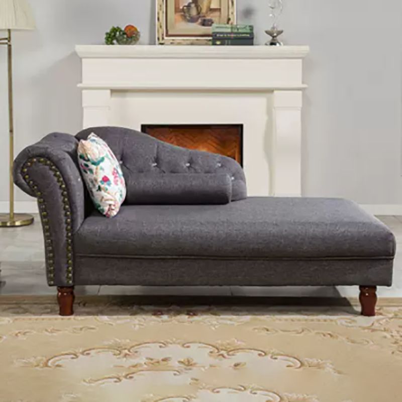 Living Room Velvet Rolled Arms Chaise Modern Chaise Lounge with Upholster