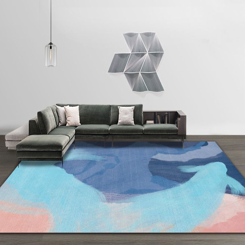 Watercolor Ink Abstract Carpet Simple Carpet Non-Slip Backing Rug for Living Room