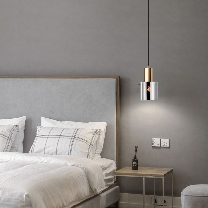 Metal Cylinder Pendant Light Nordic Modern Style Down Lighting for Living Room