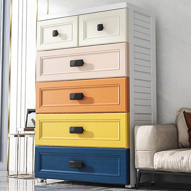Modern Style Non-Hanging Armoire Plastic Home Storage Cabinet with Drawers