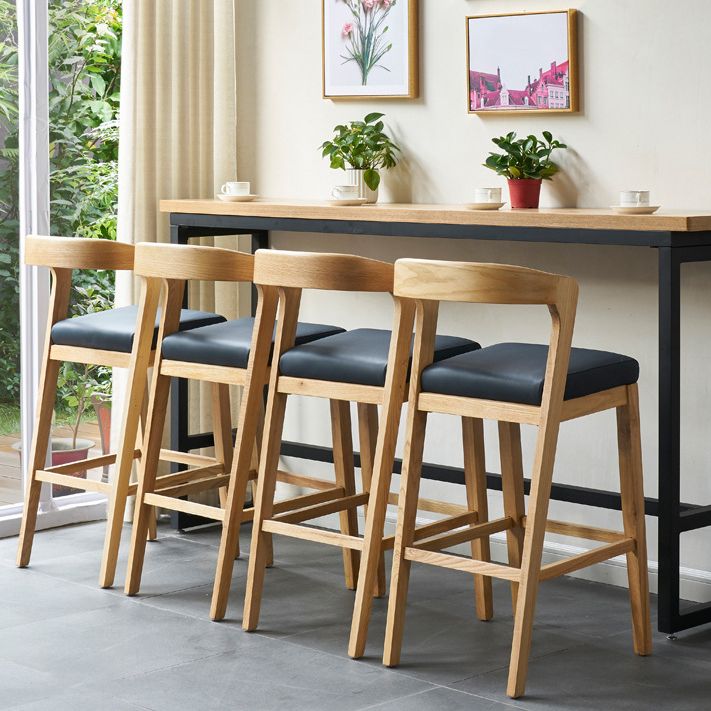 Contemporary Wooden Bar Stool Low Back Counter Footrest Stool