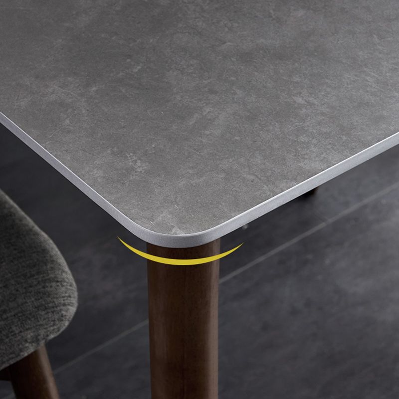 Scandinavian Style 6 Seat Rectangular Black Legs Black Slate Dining Table with Base