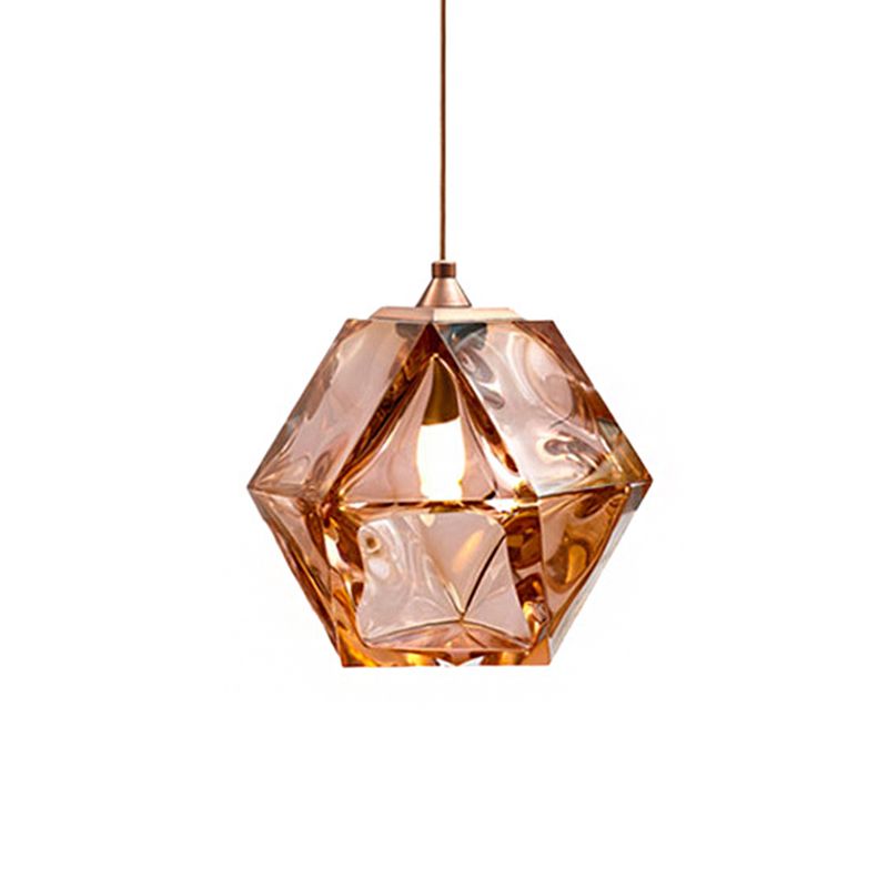 Geometrische Anhängerleuchte postmoderne Weiß/Rauchgrau/Roségoldglas 1 Leichte Esszimmer Deckenlampe