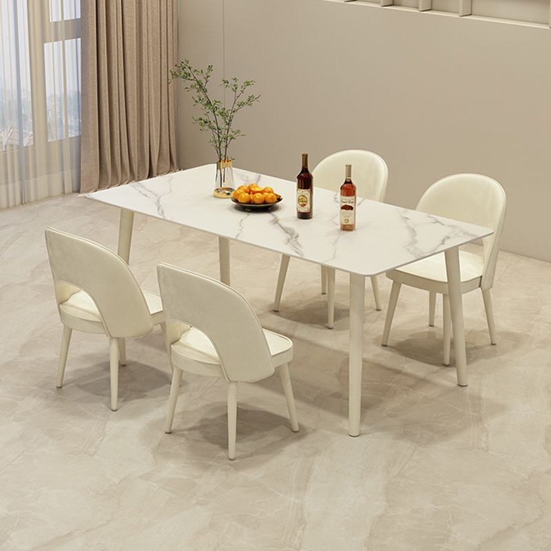 Modern Rectangle Stone Dining Table 1/5/7 Pieces Dining Set for Cafe