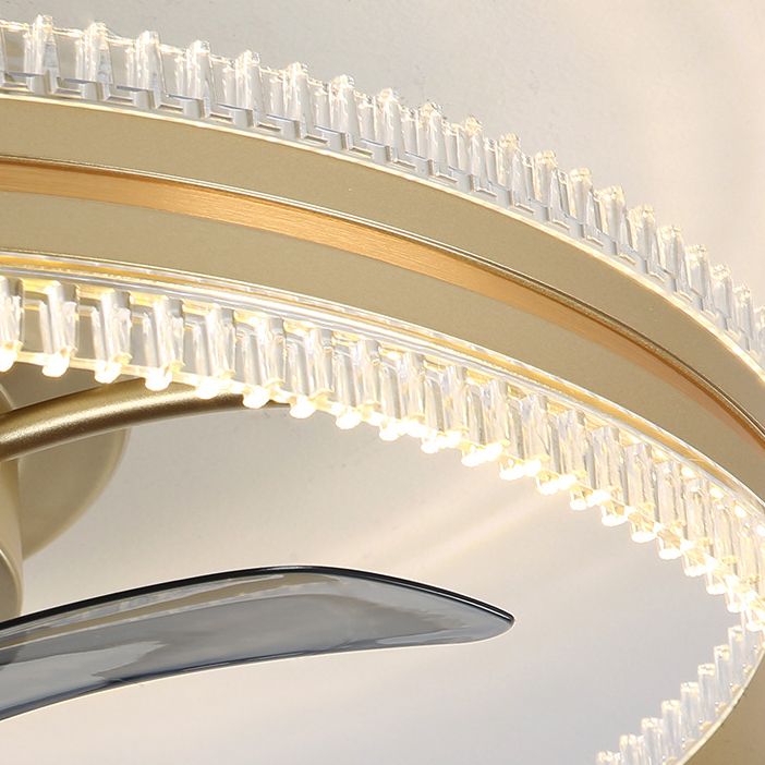 Metal Circle Ceiling Fan Lights Modern Style 2 Light LED Flush Lights
