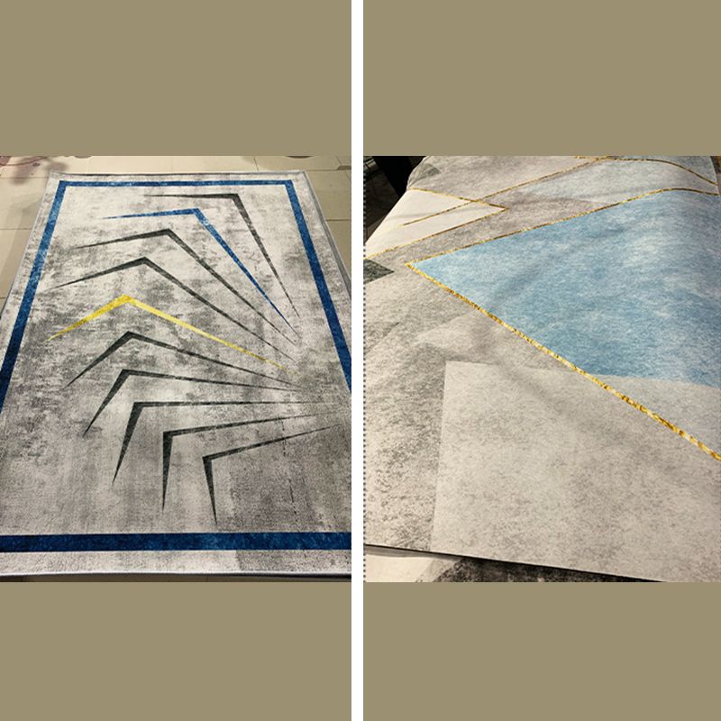 Minimalist Indoor Rug Geometry Pattern Modern Rug Polyester Anti-slip Area Rug for Living Room