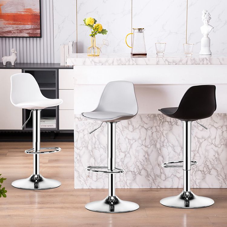 Contemporary Metal Barstool Faux Leather Footrest Adjustable Counter Stool