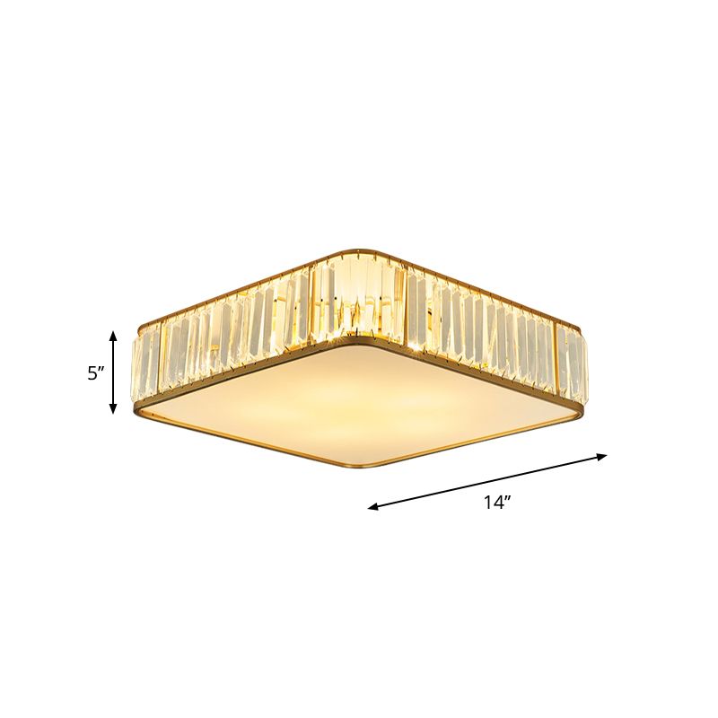 14"/18"/21,5' W quadratische Kristall-Deckenleuchte, moderne 3/4/5 Lichter, Schlafzimmer-Unterputzbeleuchtung in Gold
