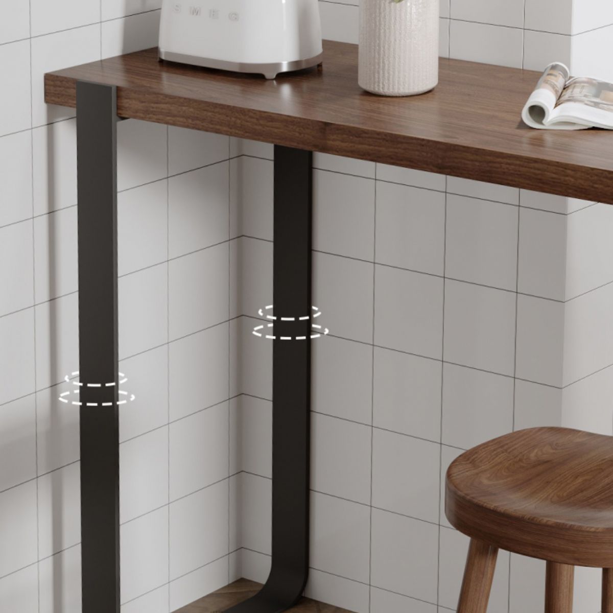 Pine Solid Wood Bar Pub Table Set 1/3 Pcs Rectangle Bar Table and Backless Stools