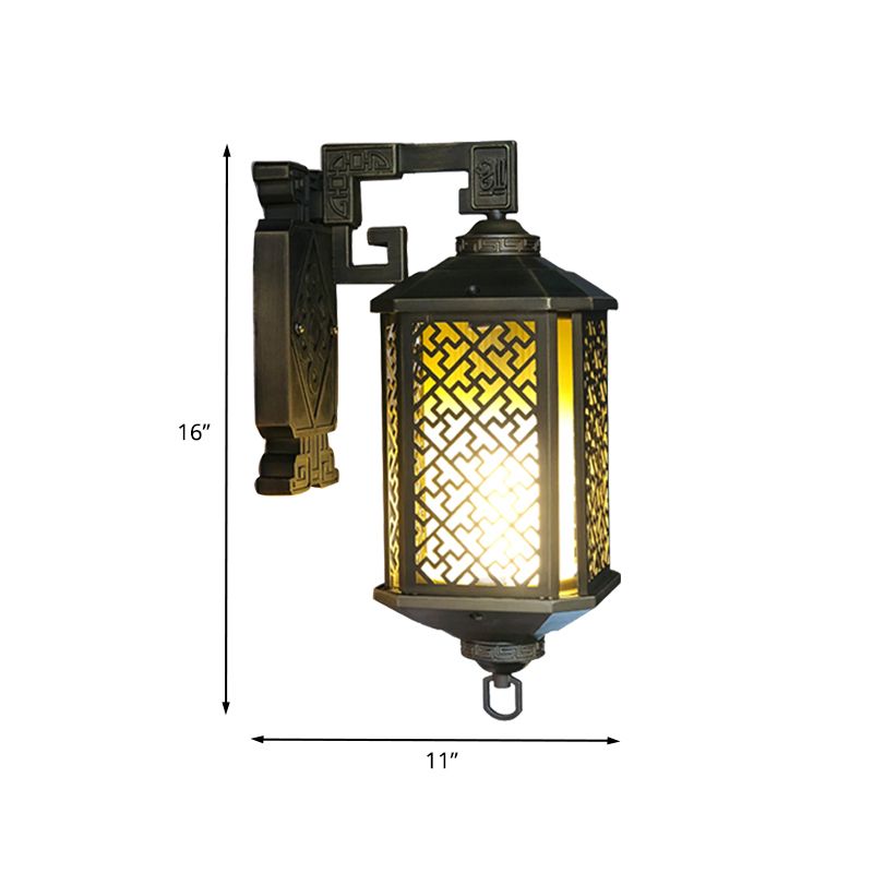 1 met de hoofdwand gemonteerd verlichtingsarmatuur rustieke cilindrische tan prismatische glazen wandlamp in het zwart