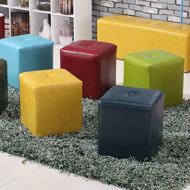 Leather Standard Stool Modern Style Simple Household Square Stool