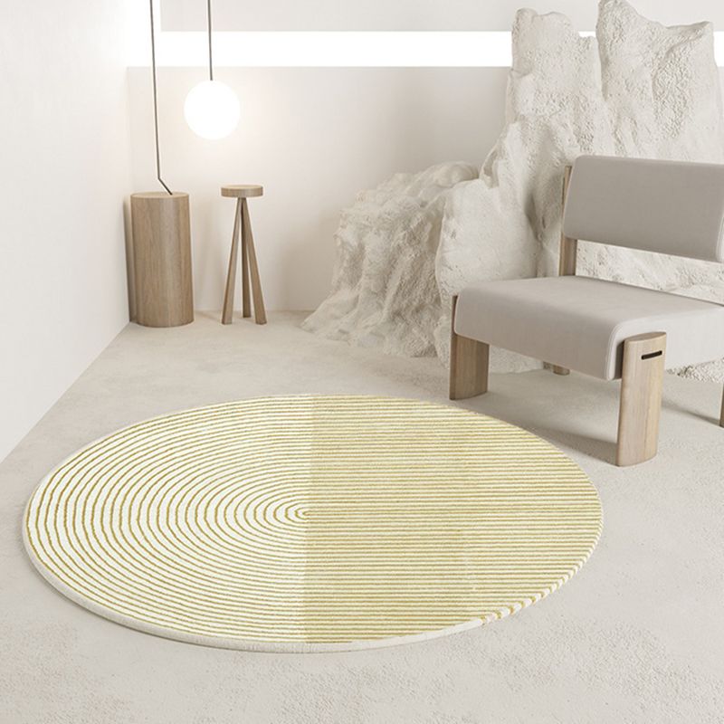 Apricot Modern Rug Polyester Stripe Indoor Rug Washable Rug for Living Room