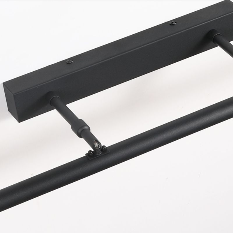 Linear Metal Wall Sconce Modern 1 Light Mirror Swing Arm Wall Mount Lighting in Black