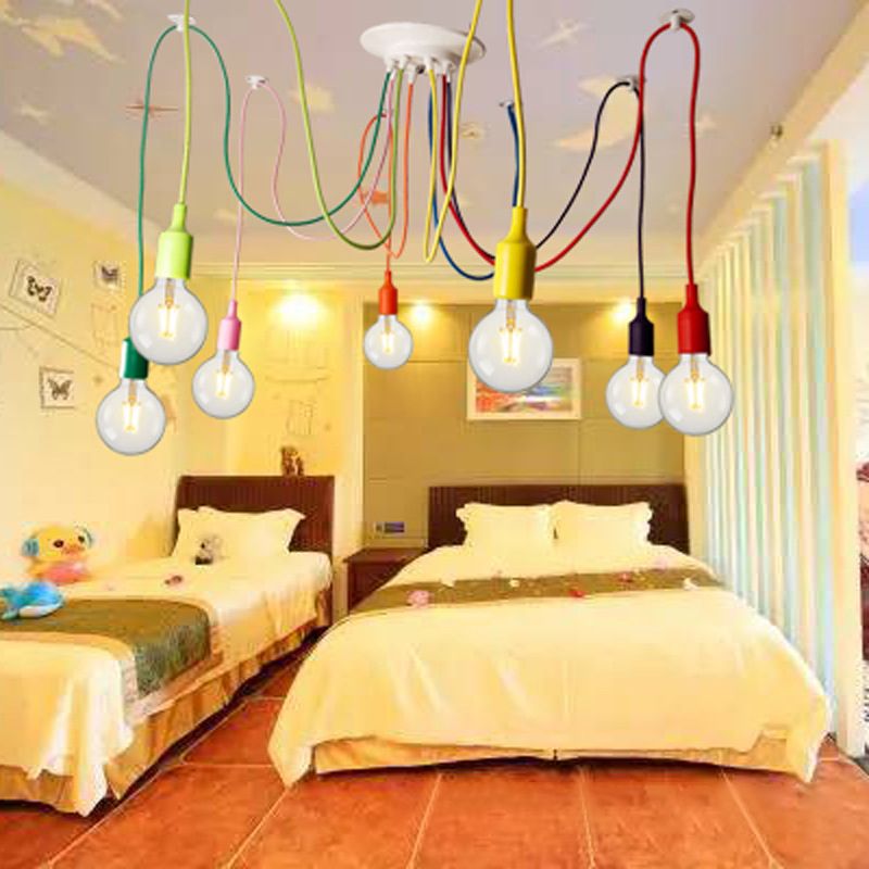 Colorful Edison Bulb Pendant Lamp Loft Style Metal 8-Head Clothing Store Hanging Light