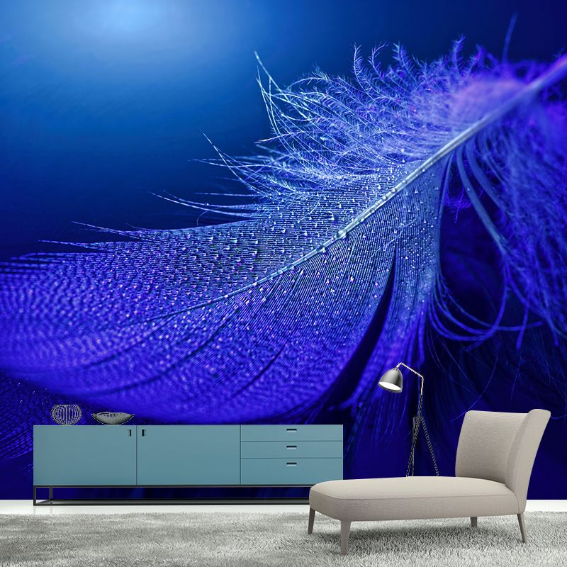 Photography Modern Pastel Color Mural Wallpaper with Bird Feathers for Girls' Bedroom