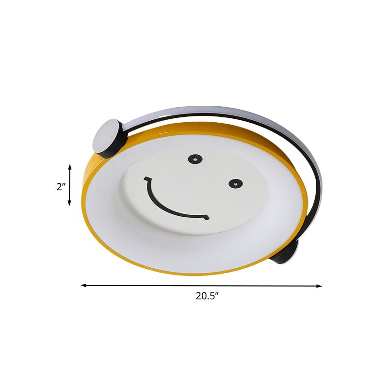 Cartoon Kid Enjoying Music Flush Light Acrylic Child Bedroom LED Ceiling Mount Lamp in Yellow