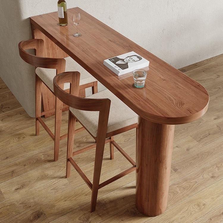 1/3 Pieces Bar Stool and Table Set Brown Solid Wood for Dining Room