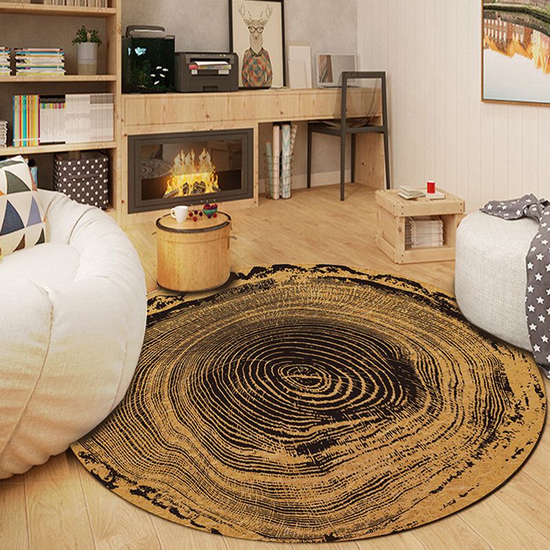 Round Deck Pattern Carpet Polyester Modern Indoor Rug Stain Resistant Area Carpet for Living Room