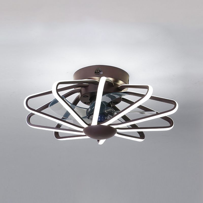 Metall Lineare Lüfterbeleuchtung minimalistische künstlerische Schlafzimmer LED Semi Flush Deckenleuchte