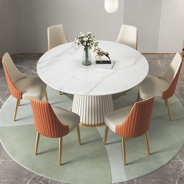 Contemporary Sintered Stone Table Round Table Set 1/3/4/5/6/7 Pieces Dining Set