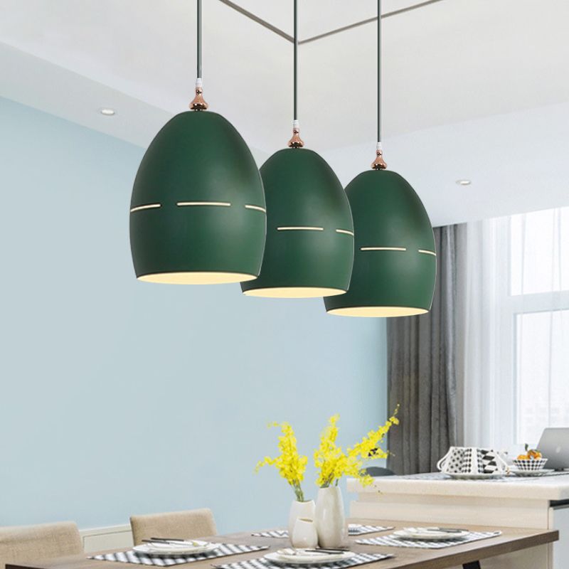 Luz de suspensión de forma ovalada de metal 1 Luz de loft de macarrón ligero para el comedor para el comedor