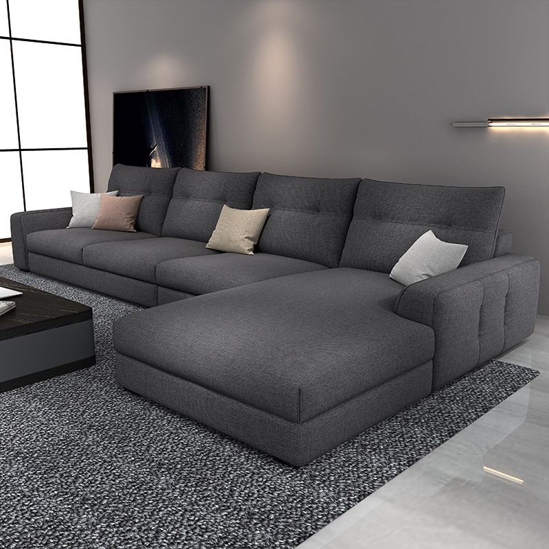 Stationary Fabric Living Room Square Arm Cushions Contemporary Seating