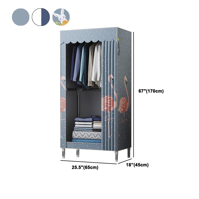 Modern Style Wardrobe Closet Metal Frame Wardrobe Armoire with Shelves