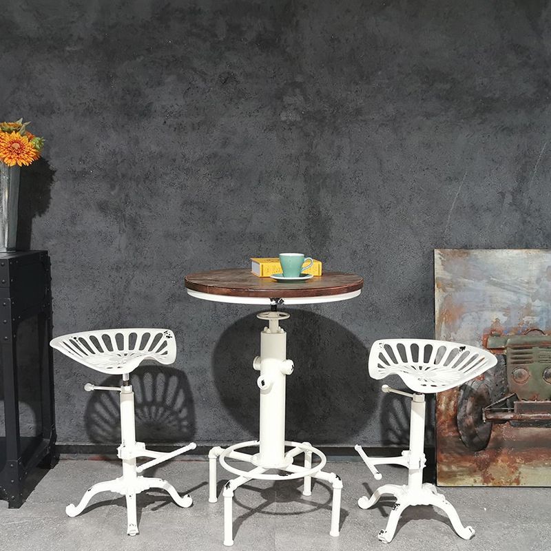 Single Modern Style Bar-stool with Swivel Adjustable Height Iron Footrest for Kitchen Bar