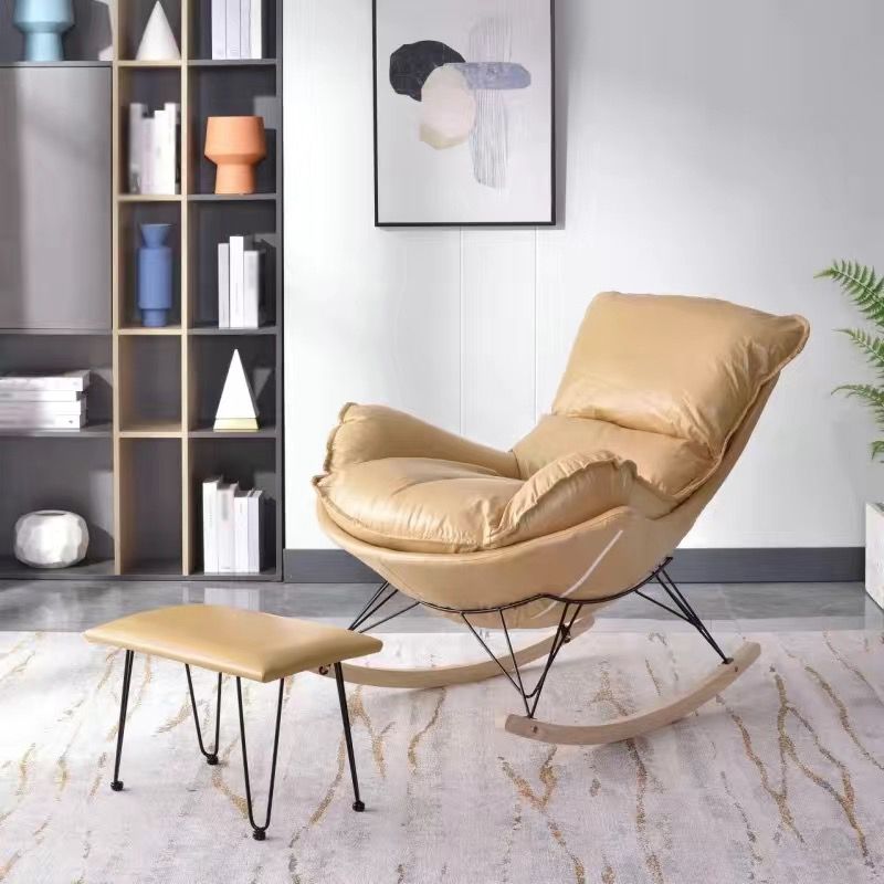 Contemporary Rocking Chair Metal Frame Wing Chair Back Indoor Rocking Chair