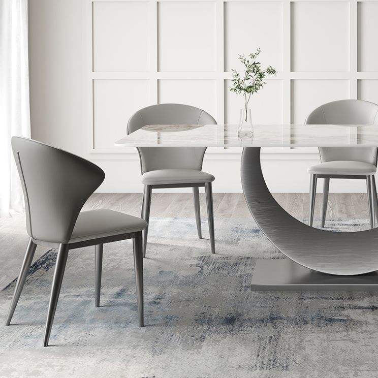 Tavolo da pranzo in pietra sinterizzato moderno tavolo da pranzo rettangolare con base di metallo