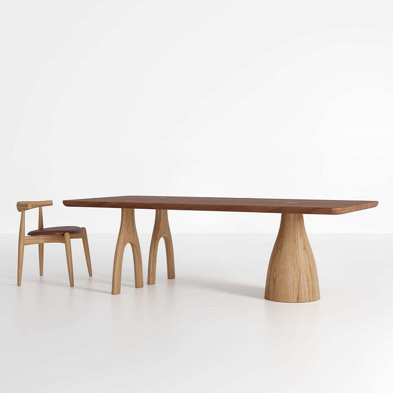 Mesa de comedor de lujo tradicional rectángulo mesa de madera maciza con 3 patas