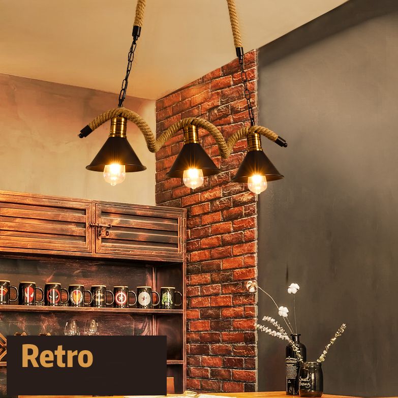 Island Pendant Natural Rope Light Retro Room Light Foyer Light