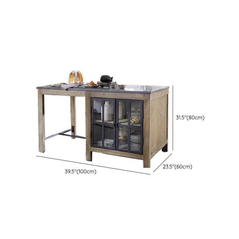 Modern Kitchen Island Dining Room Prep Table with Storage Cabinet