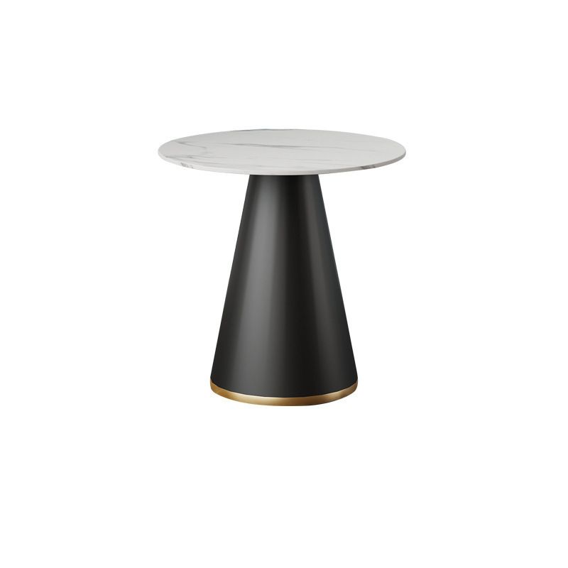Modern Round Dining Table for Kitchen White Table with Metal Base