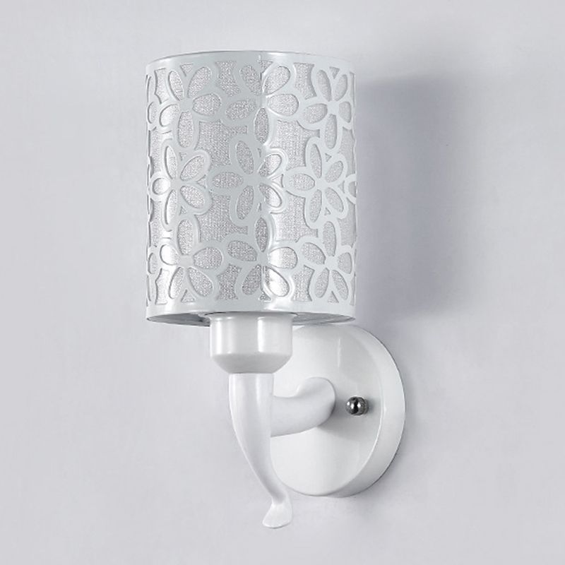 Modern Metal Wall Sconce Cylinder Shape Vanity Lamp with Plastic Shade for Bathroom