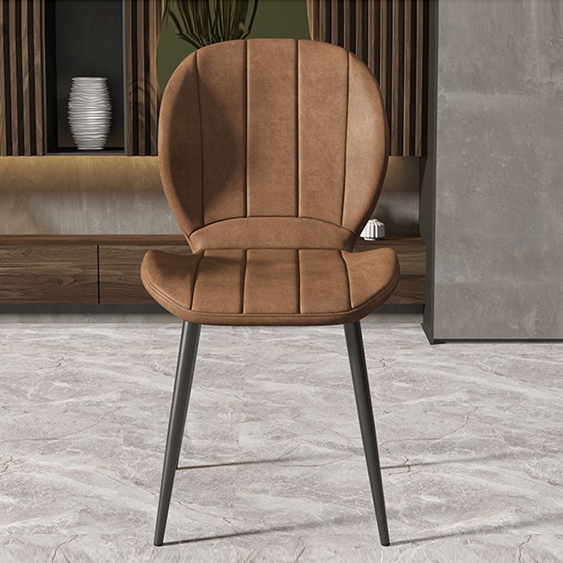 Silla lateral de comedor de metal nórdico Parsons, silla sin brazos para restaurante