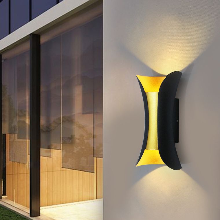 Curved Wall Light Lamp Sconce Modern Style Aluminum 2-Lights Black and Gold Wall Sconces