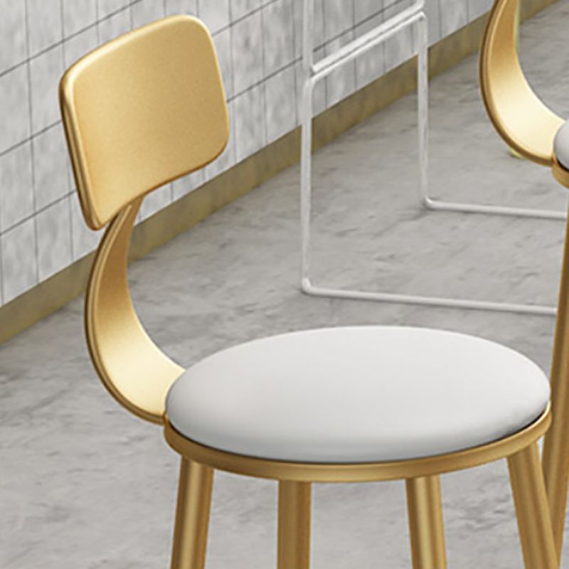 Glam Style Upholstered Barstool Round Low Back Bar Stool with Gold Frame